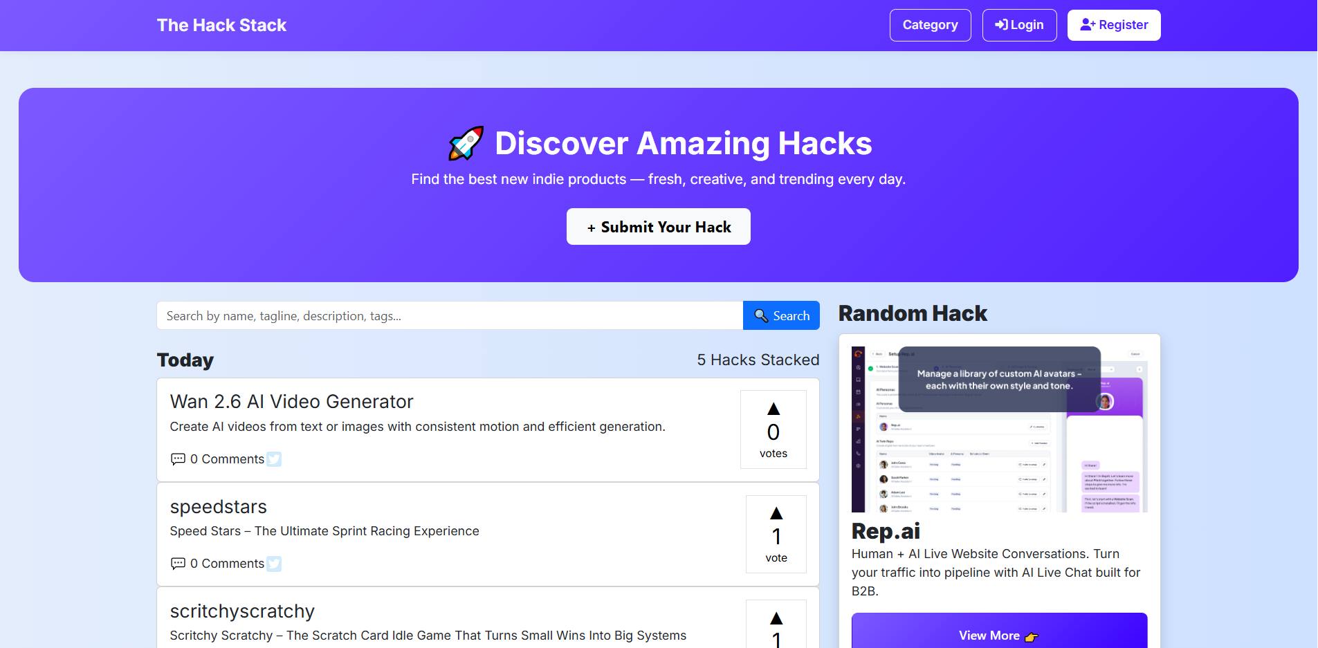 TheHackStack – Startup & AI Tools Discovery Platform