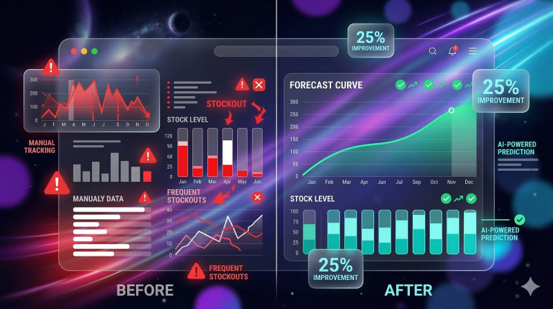 AI predictive analytics dashboard for sales and inventory